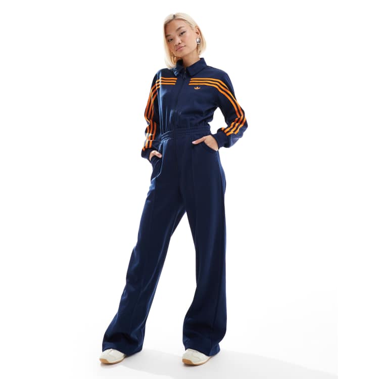 adidas Originals 70s jumpsuit in indigo pantalon joggy adidas gris grey color women jeans ClassicfuncenterShops