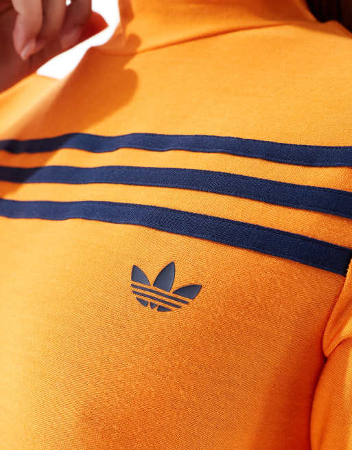 adidas Originals 70s long sleeve 3 stripe top in orange