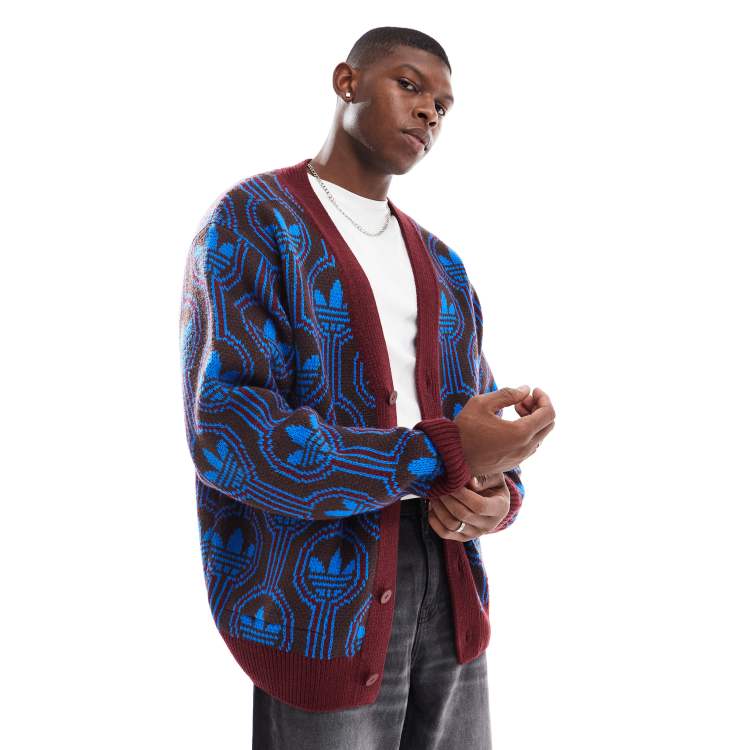 adidas Originals 70s Trefoil cardigan in burgandy | ASOS