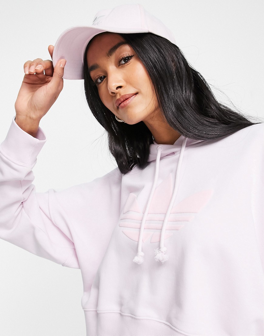 Adidas Originals '80's Aerobic' cropped hoodie with trefoil in pink