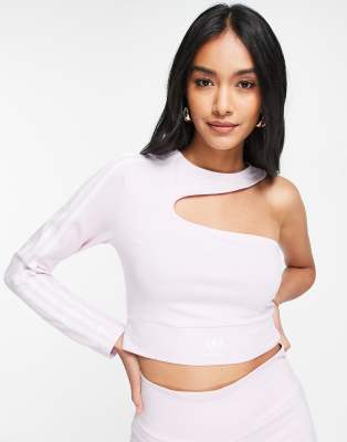 Shop Adidas Originals '80's Aerobic' Cut Out One Shoulder Crop Top In Pink