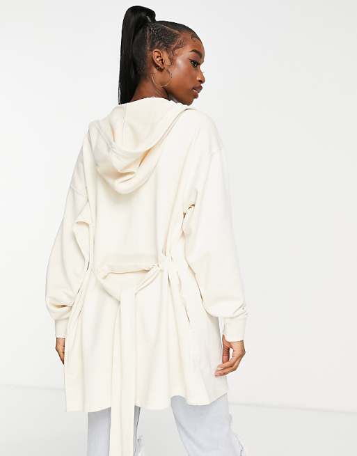 adidas Originals 80s Aerobic hooded wrap cardigan in off adidas Originals 80s Aerobic hooded wrap cardigan in off