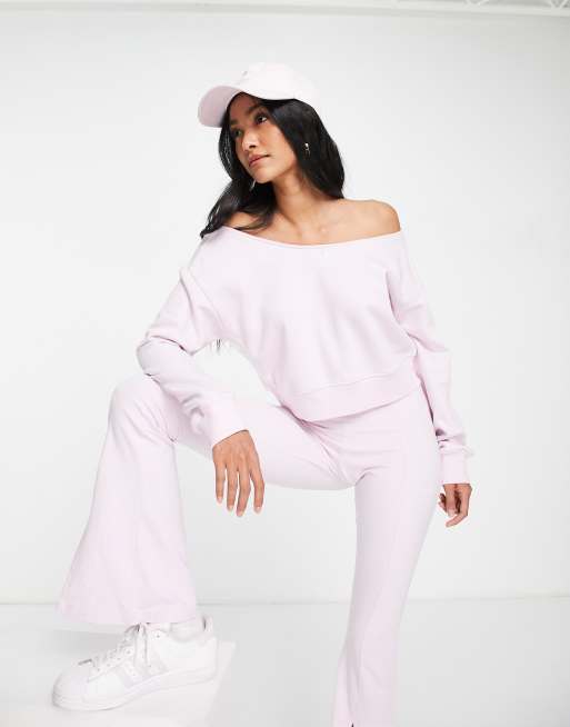 adidas Originals 80 s Aerobic off shoulder sweatshirt in pink