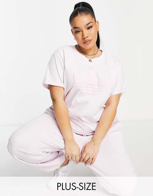 adidas Originals - '80's Aerobic' Plus - Lyserød T-shirt med oprullede ærmer og trekløverlogo
