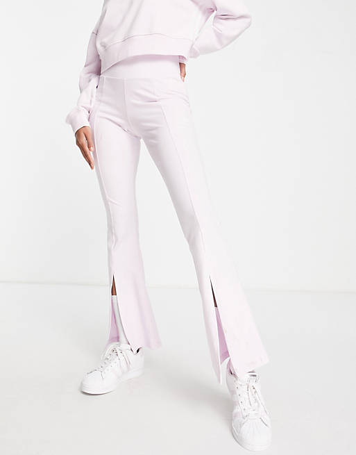 adidas Originals '80s Aerobic' split front flared pants in pink
