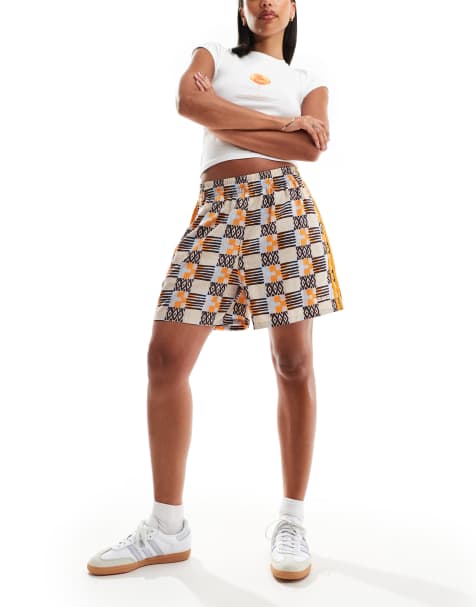 adidas Originals 80s aop shorts in taupe print