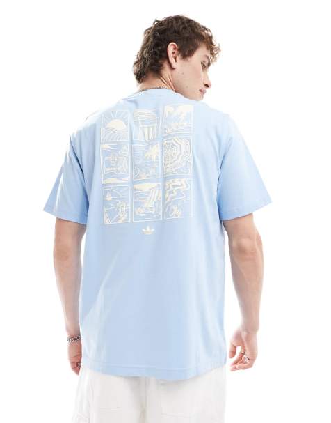 adidas Originals 80s graphic beach tee in clear sky - view 1