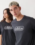 [adidas Originals] adidas Originals 80s logo graphic t-shirt in washed black L black