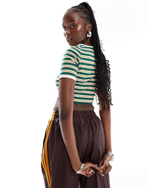 adidas Originals 80s Sport ribbed striped baby tee in multi