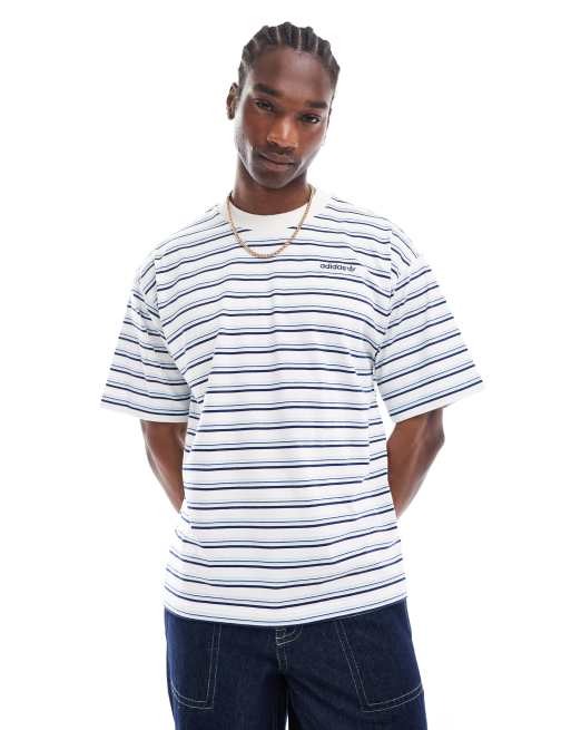 adidas Originals 80s striped tee in off white