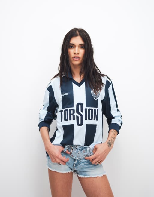 adidas Originals – 96 – Langärmliges Trikot in Hellblau und Marineblau gestreift, 2 von 4