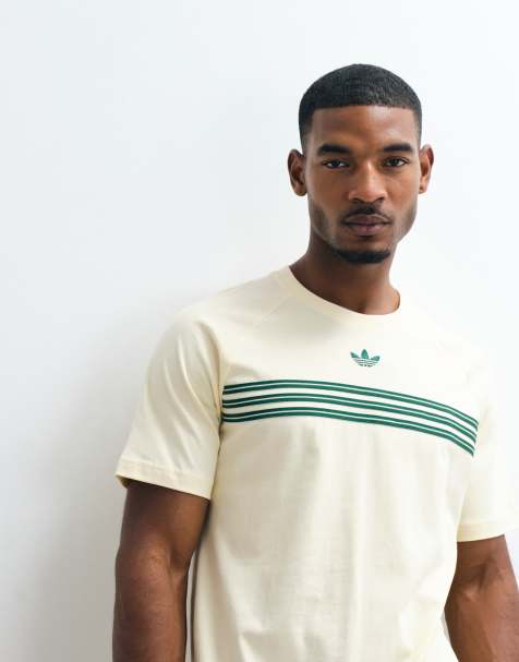adidas Originals 98 T-shirt in crème en groen - view 1
