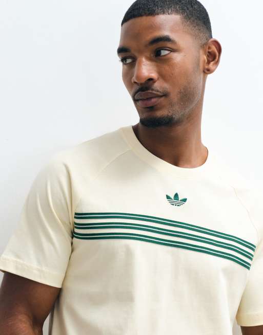 adidas Originals 98 T-Shirt in Cremeweiß und Grün, 5 von 5