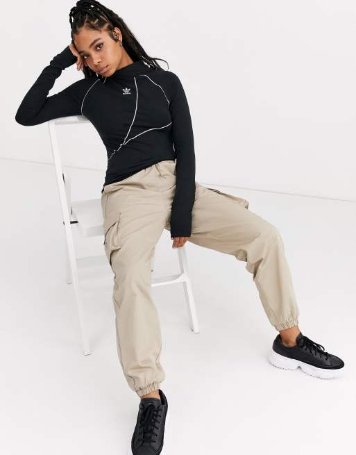 adidas Originals A2K high neck trefoil long sleeve in black | ASOS