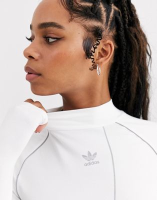adidas originals a2k white high neck trefoil long sleeve top
