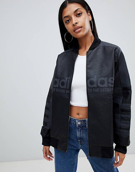 adidas Originals Aa-42 Faux Leather Track Jacket In Black | ASOS