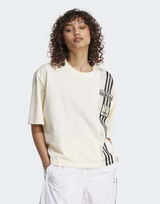 adidas Originals - Adibreak - Cropped T-Shirt in Cream White-Weiß