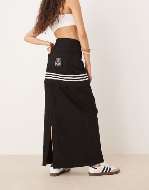adidas Originals adibreak denim skirt in black