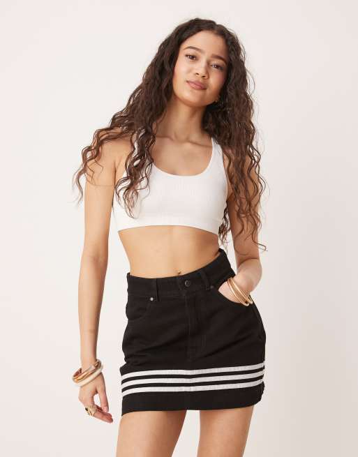 adidas Originals adibreak denim skirt in black | ASOS