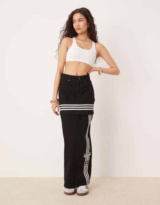 ★adidas★ Adibreak denim two-in-one skirt black adidas Adibreak Denim Two-In-One Track Top | REVERSIBLE