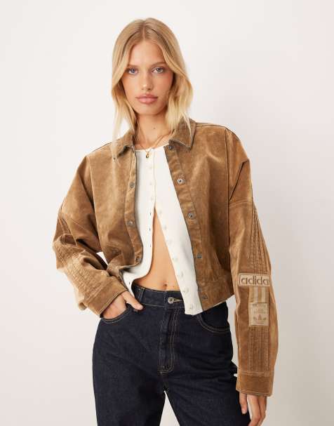 adidas Originals – Adibreak – Jacke au angerautem Twill in Cardboard-Braun - view 1