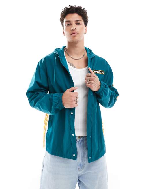 adidas Originals – Adibreak – Kapuzenpullover in Blaugrün mit orangefarbenen Details