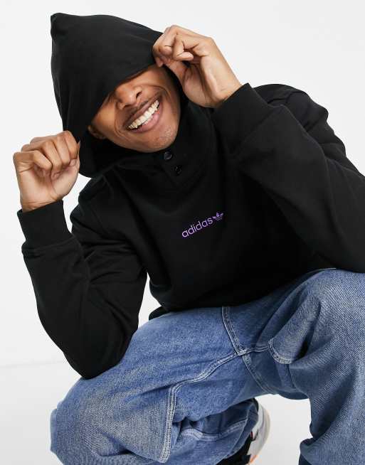 adidas Originals – adibreak – Kapuzenpullover in Schwarz mit Logo und Druckknöpfen