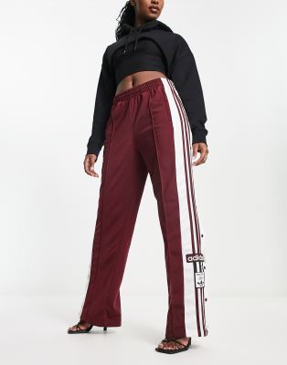 adidas Originals adibreak popper track pants in burgundy-Red