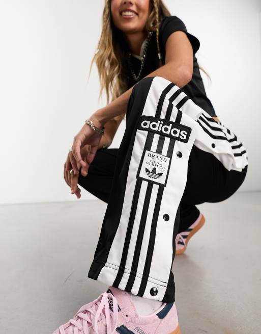 Adidas black store popper track pants