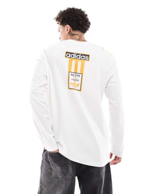 adidas Originals - Adibreak - T-shirt a maniche lunghe bianca e arancione