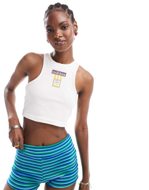 adidas Originals – adibreak – Vitt, ribbat linne