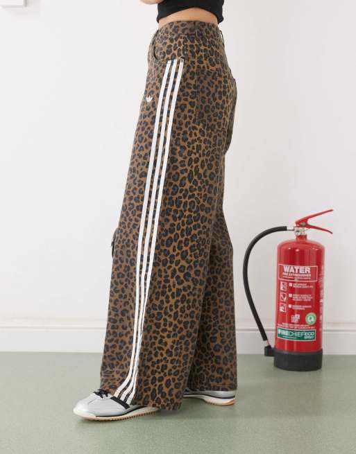 adidas Originals Adibreak wide leg jeans in leopard print