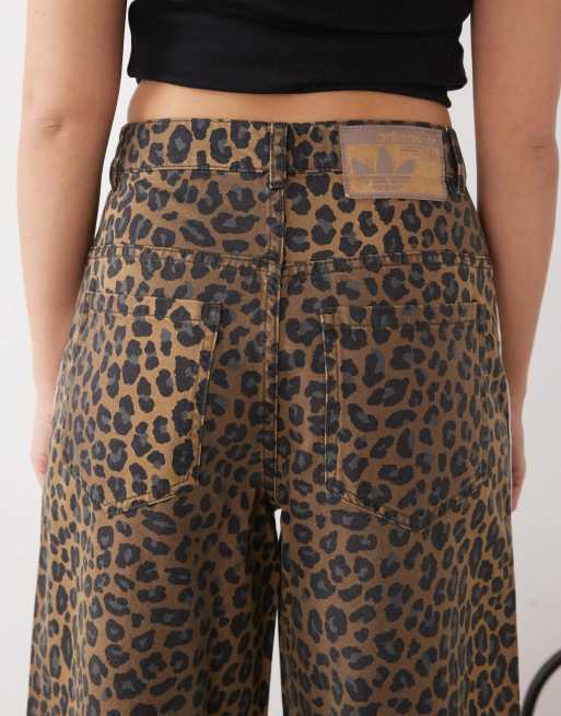 adidas Originals Adibreak wide leg jeans in leopard print
