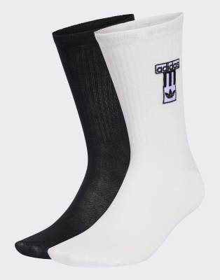 adidas Originals - Adibrk - 2 Paar Crew-Socken in Weiß/Schwarz