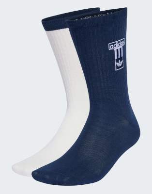 adidas Originals - Adibrk - 2er-Pack Crew-Socken in Night Indigo/Weiß-Blau