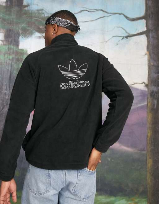 Adidas originals logo quarter zip fleece in blac online