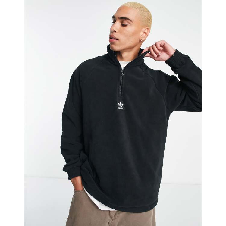 Adidas Originals Adicolor 1 4 zip fleece in black ASOS