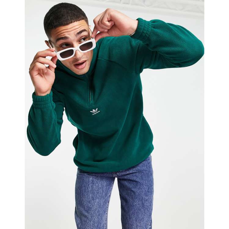 adidas Originals adicolor 1/4 zip fleece in collegate green with