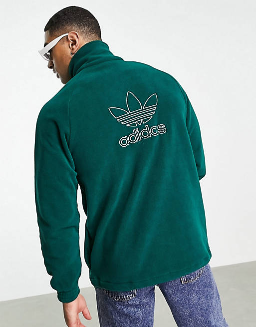 adidas Originals adicolor 1/4 zip fleece in collegate green with central  logo
