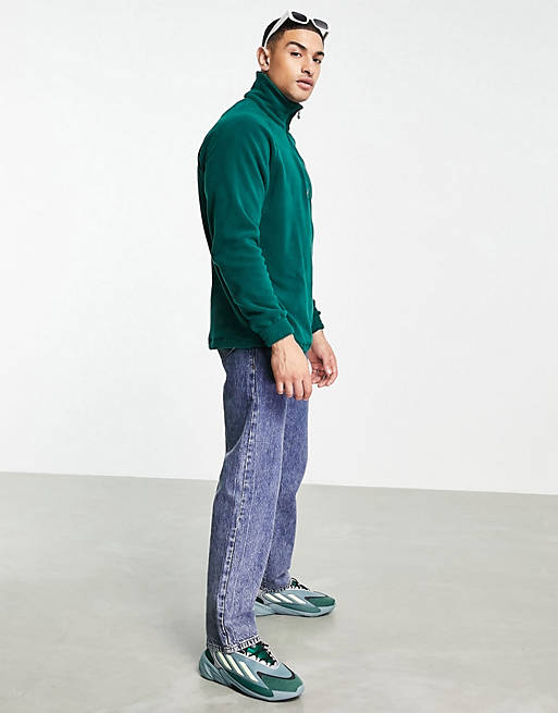 adidas Originals adicolor 1/4 zip fleece in collegate green with central  logo