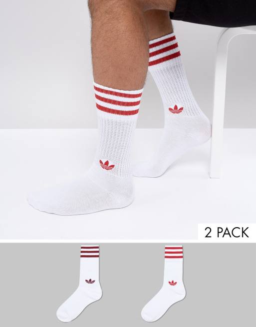 adidas Originals adicolor 2 Pack Crew Socks In Red CE5712 | ASOS