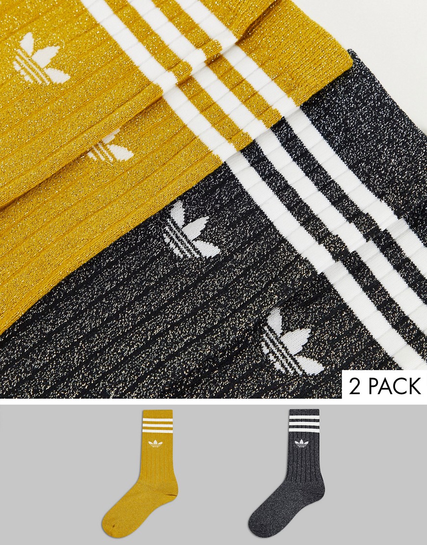 Adidas Originals adicolor 2 pack glitter socks in multi