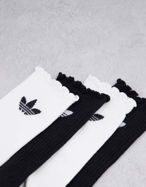 Pack of 2 pairs of ballerina socks in cotton mix, black + white, Adidas  Performance