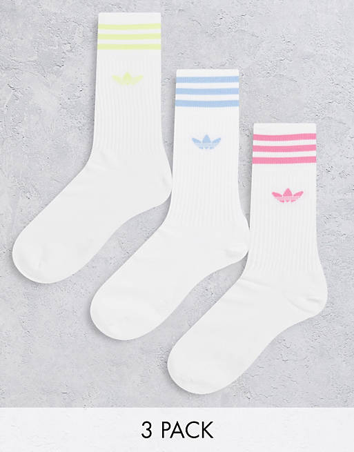 adidas Originals adicolor 3 pack crew socks in white