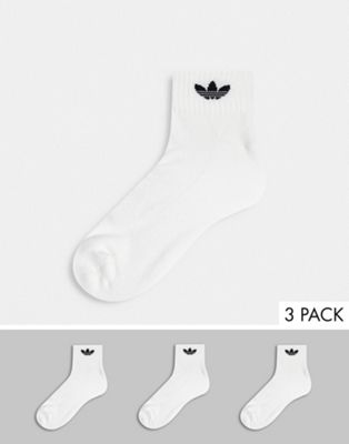 adidas Originals adicolor 3 pack mid cut ankle socks in white