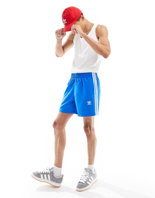 adidas Originals - Adicolor - 3-stribede badeshorts i blå