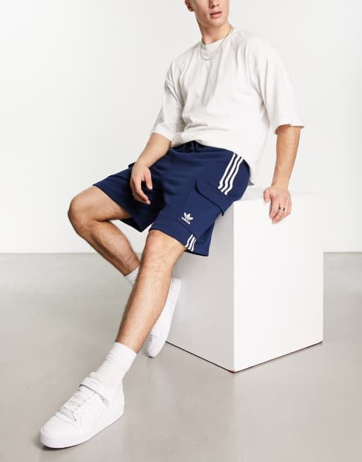 adidas Originals adicolor 3 stripe 10 inch cargo shorts in navy ASOS