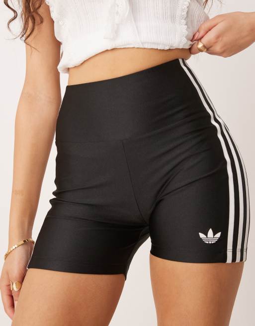 adidas Originals Adicolor stripe booty shorts in black ASOS
