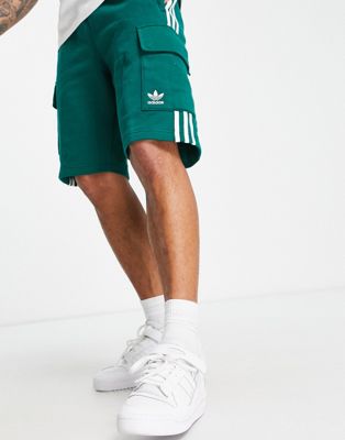 adidas Originals adicolor 3 stripe cargo shorts in green