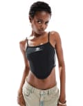 [adidas Originals] adidas Originals Adicolor 3 stripe corset in black 12 black